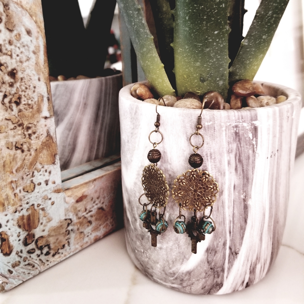 Handmade Boho Crosses Earrings